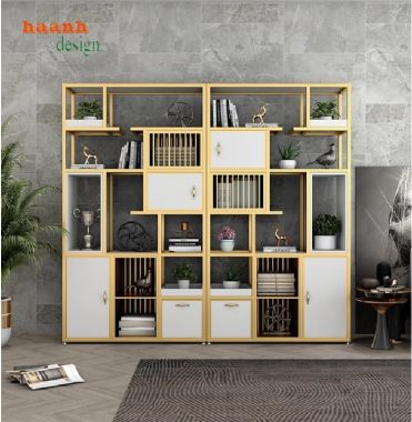 Kệ ngăn phòng sắt gỗ thiết kế theo yêu cầu, siêu bền đẹp-KTS 017