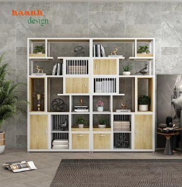 Kệ ngăn phòng sắt gỗ thiết kế theo yêu cầu, siêu bền đẹp-KTS 017