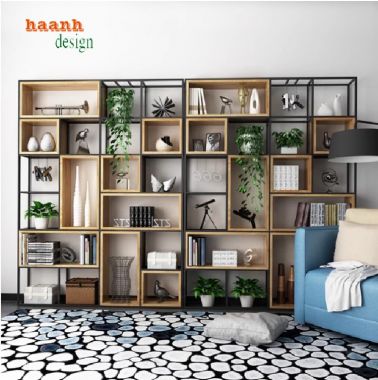 Độc đáo và cá tính với kệ trang trí sắt gỗ-KTS 011