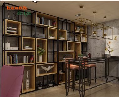 Độc đáo và cá tính với kệ trang trí sắt gỗ-KTS 011