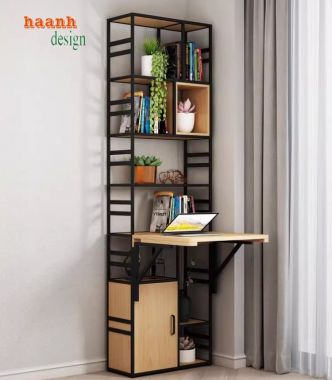 Khám phá ý tưởng kệ sắt trang trí kết hợp gỗ độc đáo-KTS 012