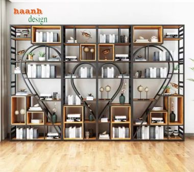 Khám phá ý tưởng kệ sắt trang trí kết hợp gỗ độc đáo-KTS 012