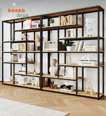 Kệ Sắt Trang Trí Gỗ – Giải Pháp Trang Trí Nội Thất Đẹp-KTS 014