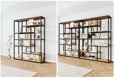 Kệ Sắt Trang Trí Gỗ – Giải Pháp Trang Trí Nội Thất Đẹp-KTS 014