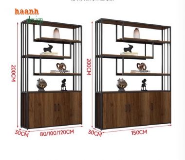 Kệ sắt gỗ bày đồ trang trí – Giải pháp decor hiện đại-KTS 015