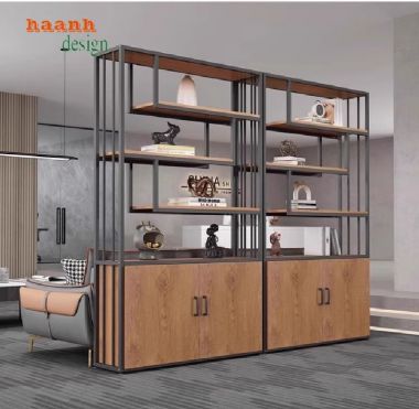 Kệ sắt gỗ bày đồ trang trí – Giải pháp decor hiện đại-KTS 015
