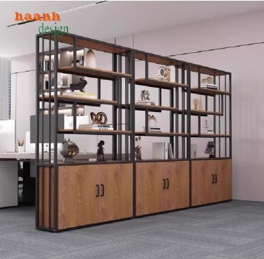 Kệ sắt gỗ bày đồ trang trí – Giải pháp decor hiện đại-KTS 015