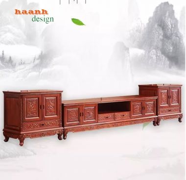  Kệ ti vi phòng khách giả cổ gỗ tự nhiên cho gia đình. KTV 006
