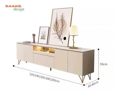 Kệ tivi gỗ công nghiệp màu kem chân cao - KCH 013