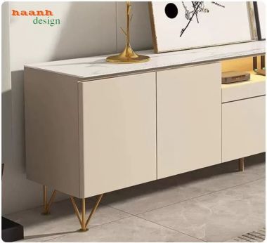 Kệ tivi gỗ công nghiệp màu kem chân cao - KCH 013