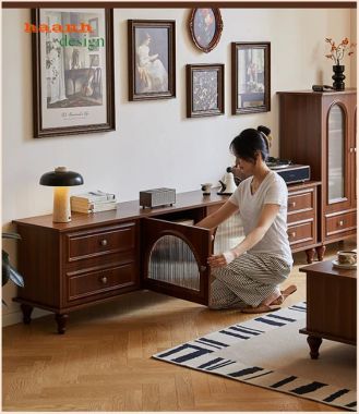 Kệ tivi tân cổ điển dáng thấp nhiều ngăn - KTD 013