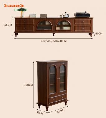 Kệ tivi tân cổ điển dáng thấp nhiều ngăn - KTD 013