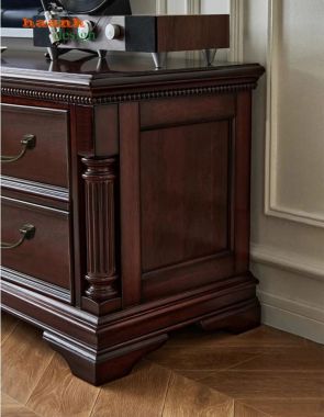 Kệ tivi tân cổ điển 4 ngăn kéo 2 cánh kính - KTD 014