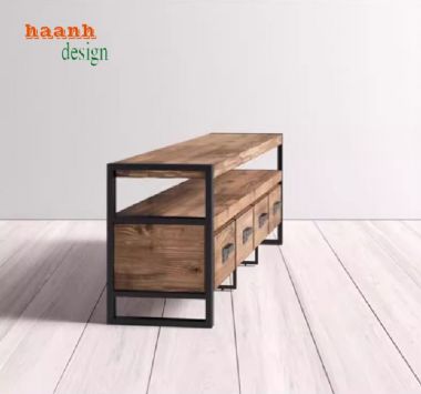 Bùng nổ xu hướng kệ tivi phòng khách sắt gỗ hiện đại-KSG 001
