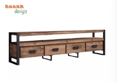 Bùng nổ xu hướng kệ tivi phòng khách sắt gỗ hiện đại-KSG 001