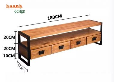 Bùng nổ xu hướng kệ tivi phòng khách sắt gỗ hiện đại-KSG 001