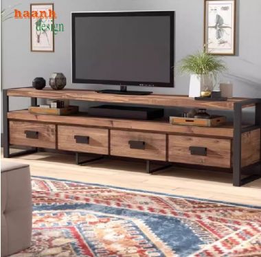 Bùng nổ xu hướng kệ tivi phòng khách sắt gỗ hiện đại-KSG 001