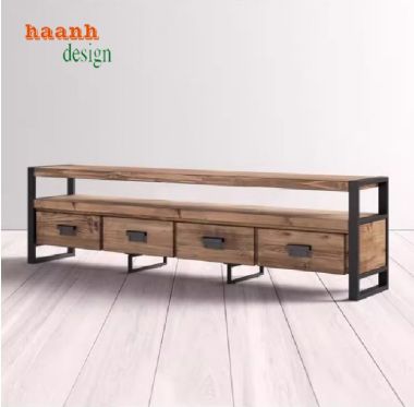 Bùng nổ xu hướng kệ tivi phòng khách sắt gỗ hiện đại-KSG 001