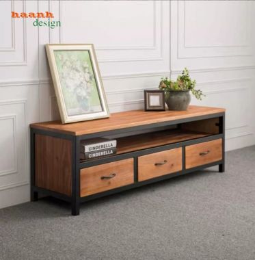 Kệ tivi phòng khách sắt gỗ 3 ngăn kéo hiện đại - KSG 002