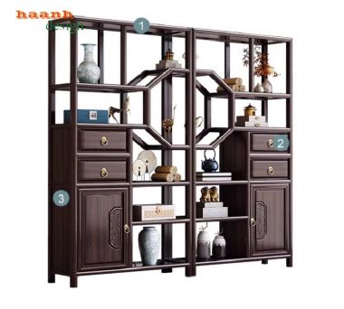 Kệ gỗ trang trí giả cổ phong cách trung quốc sang trọng-KTT 017