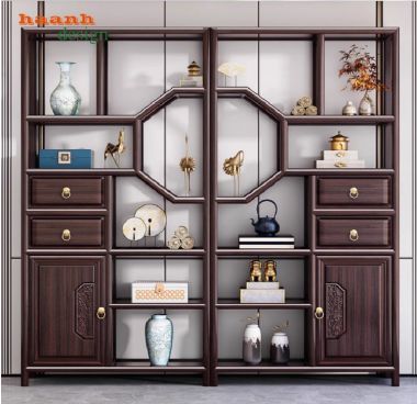 Kệ gỗ trang trí giả cổ phong cách trung quốc sang trọng-KTT 017