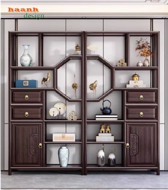 Kệ gỗ trang trí giả cổ phong cách trung quốc sang trọng-KTT 017