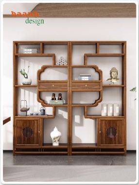 Kệ gỗ trang trí phòng khách sang trọng từ gỗ sồi tự nhiên-KTT 015