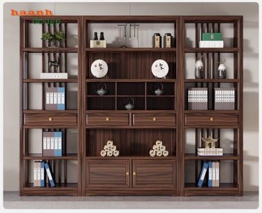 Tủ kệ gỗ trang trí – Điểm nhấn cho không gian phòng khách-KTT 018