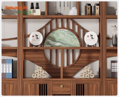 Tủ kệ gỗ trang trí – Điểm nhấn cho không gian phòng khách-KTT 018