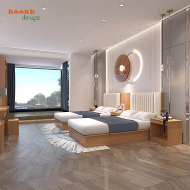 Giường ngủ khách sạn gỗ công nghiệp GNN001