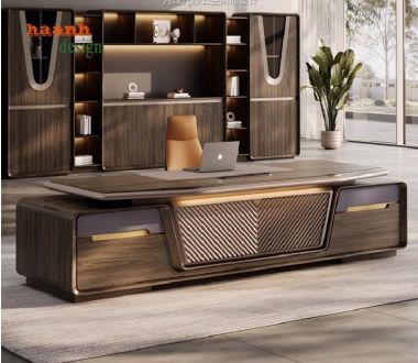 Tạo dấu ấn phong cách với bàn làm việc lãnh đạo gỗ óc chó-PGG 010