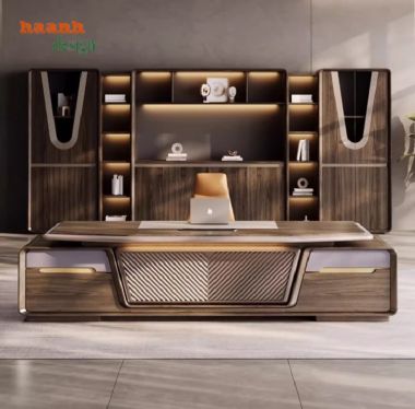 Tạo dấu ấn phong cách với bàn làm việc lãnh đạo gỗ óc chó-PGG 010