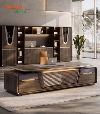 Tạo dấu ấn phong cách với bàn làm việc lãnh đạo gỗ óc chó-PGG 010