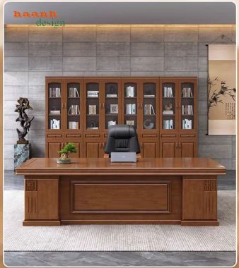 Mẫu bàn lãnh đạo gỗ tự nhiên đẹp, bền và tiện ích-PGG 017