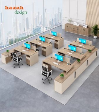 Mẫu bàn làm việc nhân viên văn phòng bằng gỗ Melamine-VPN 013