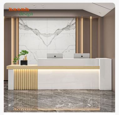 Quầy lễ tân văn phòng gỗ công nghiệp chuyên nghiệp QLT 002