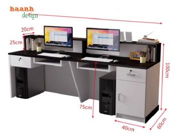 Bàn lễ tân công ty hiện đại kết hợp nhựa PVC giả đá và đèn LED-QLT 014