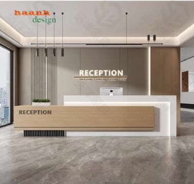 Mẫu bàn quầy lễ tân đẹp hiện đại cho văn phòng công ty-QLT 015