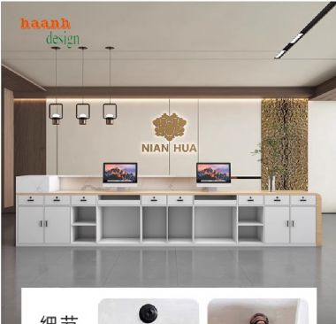 Quầy Tiếp Tân Văn Phòng Gỗ Công Nghiệp – Tối Ưu Không Gian-QLT 012