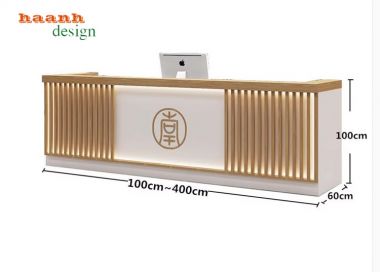Quầy lễ tân văn phòng gỗ công nghiệp hiện đại chuyên nghiệp QLT 003