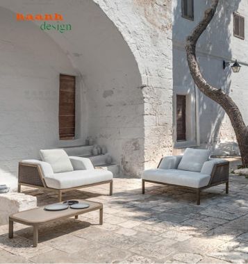 Sofa gỗ Teak kết hợp mây ngoài trời SNT 003