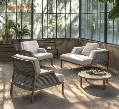 Sofa gỗ Teak kết hợp mây ngoài trời SNT 003