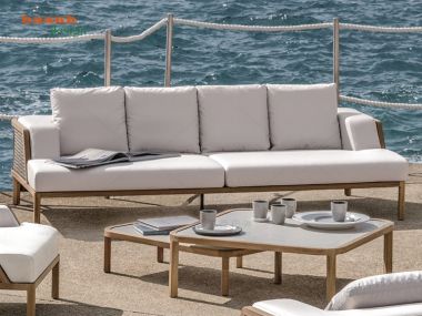 Sofa gỗ Teak kết hợp mây ngoài trời SNT 003