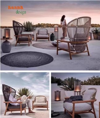 Tuyệt vời bàn ghế gỗ teak ngoài trời cho không gian sống-SNT 013