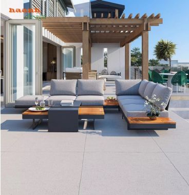 Khám phá mẫu sofa ngoài trời chân sắt gỗ Teak cao cấp-SNT 017