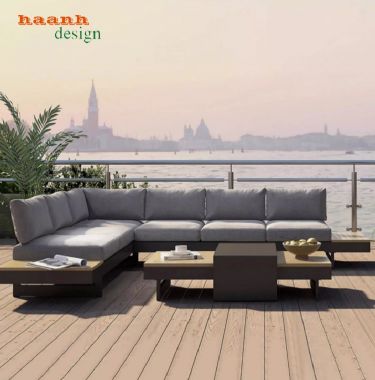 Khám phá mẫu sofa ngoài trời chân sắt gỗ Teak cao cấp-SNT 017
