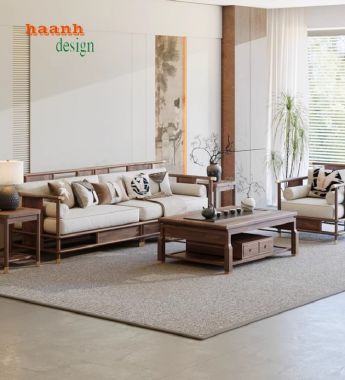 Nâng tầm không gian với Sofa phòng khách gỗ óc chó-BGC 013
