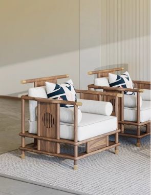 Nâng tầm không gian với Sofa phòng khách gỗ óc chó-BGC 013
