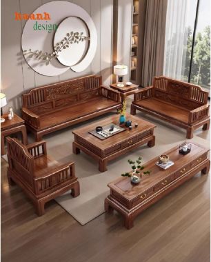 Bàn ghế phòng khách gỗ tự nhiên-Vẻ đẹp trường tồn-BGC 014