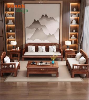 Bàn ghế phòng khách gỗ tự nhiên-Vẻ đẹp trường tồn-BGC 014